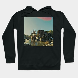 skull rock and pirate ship Hoodie